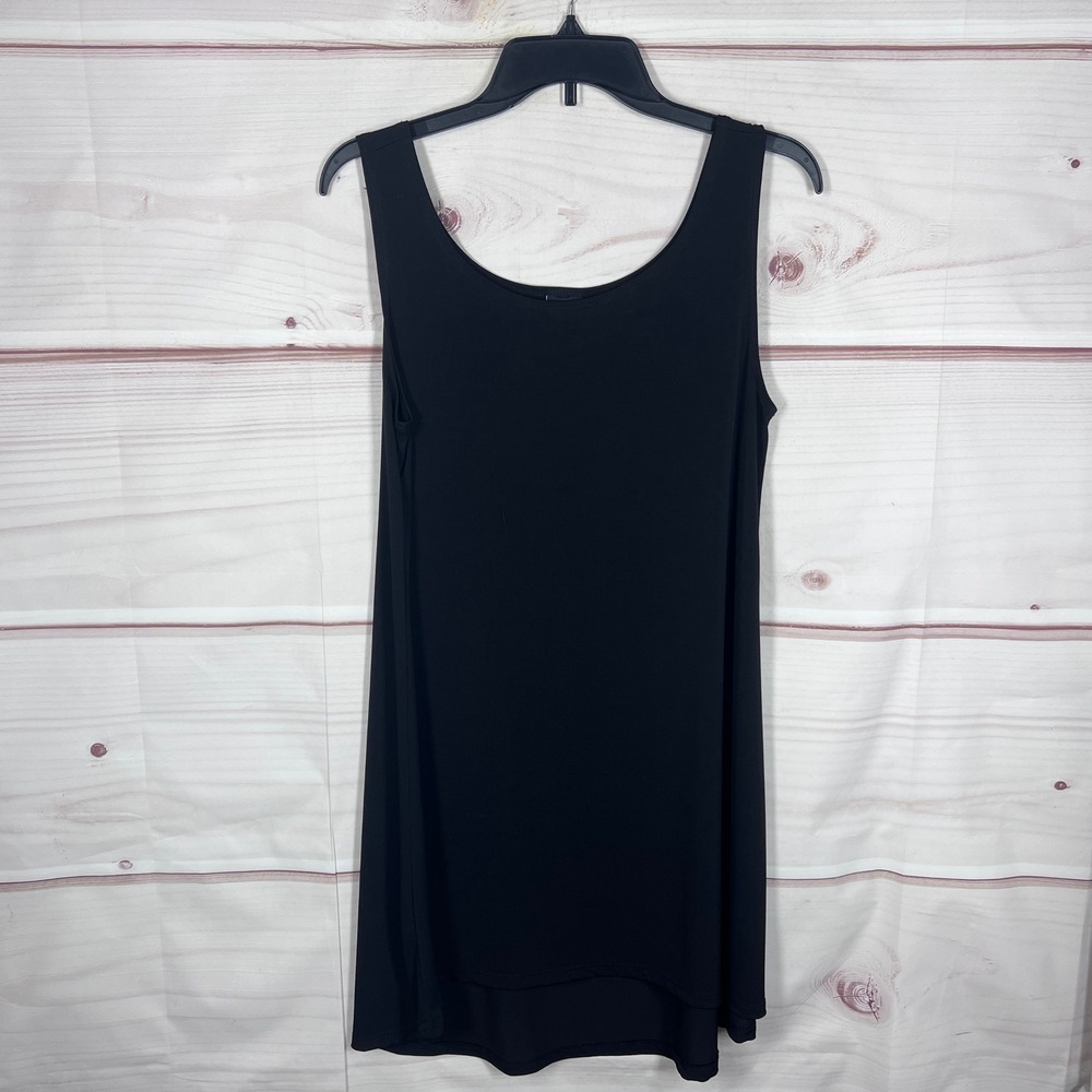 Lisa Bayne Tank Top Womens Small Black Solid Sleeveless Scoop Neck Hi-Low Tunic